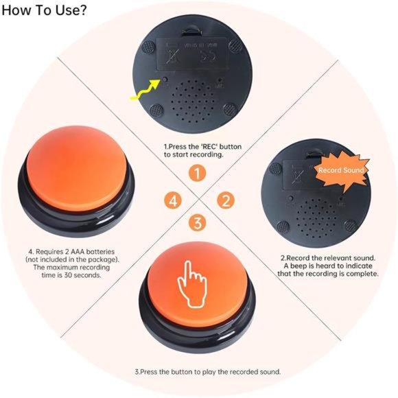 8 Color Voice Recording Button,Dog Buttons for Communication Pet Training Buzzer - Picture 4 of 6